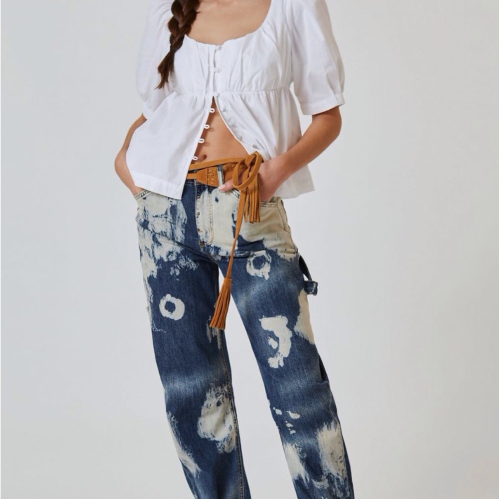 Anthropologie White Button-Up Blouse with Puff Sleeves - Picture 4 of 4